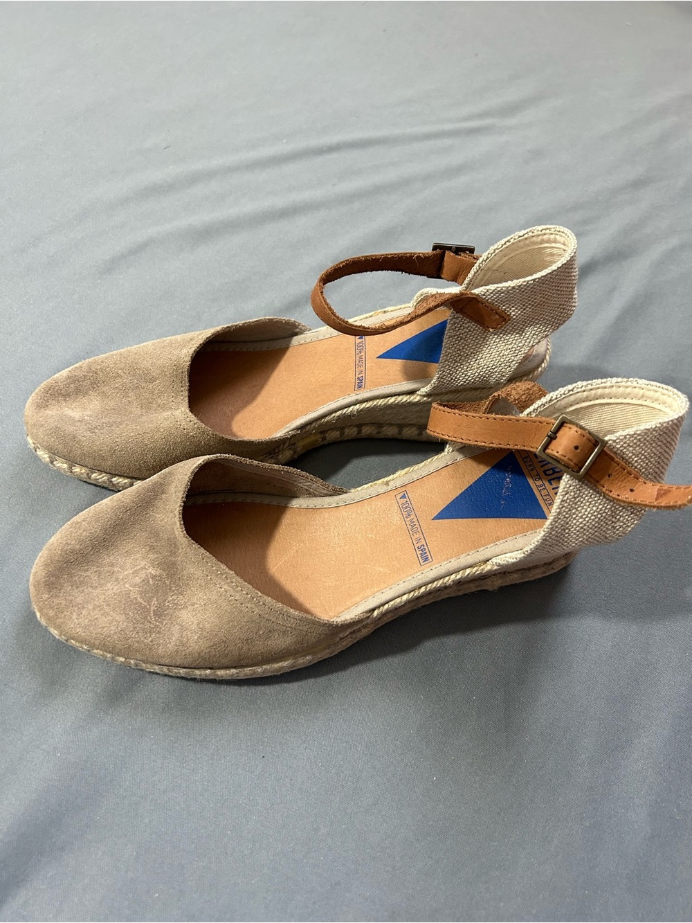 Verbenas Espadrille Malena Sandals US8.5/EU39 Strappy Wedge Shoes Spain Tan